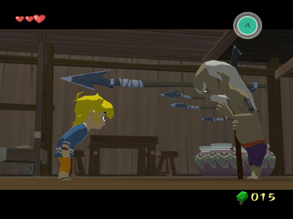 Link bowing to his teacher.